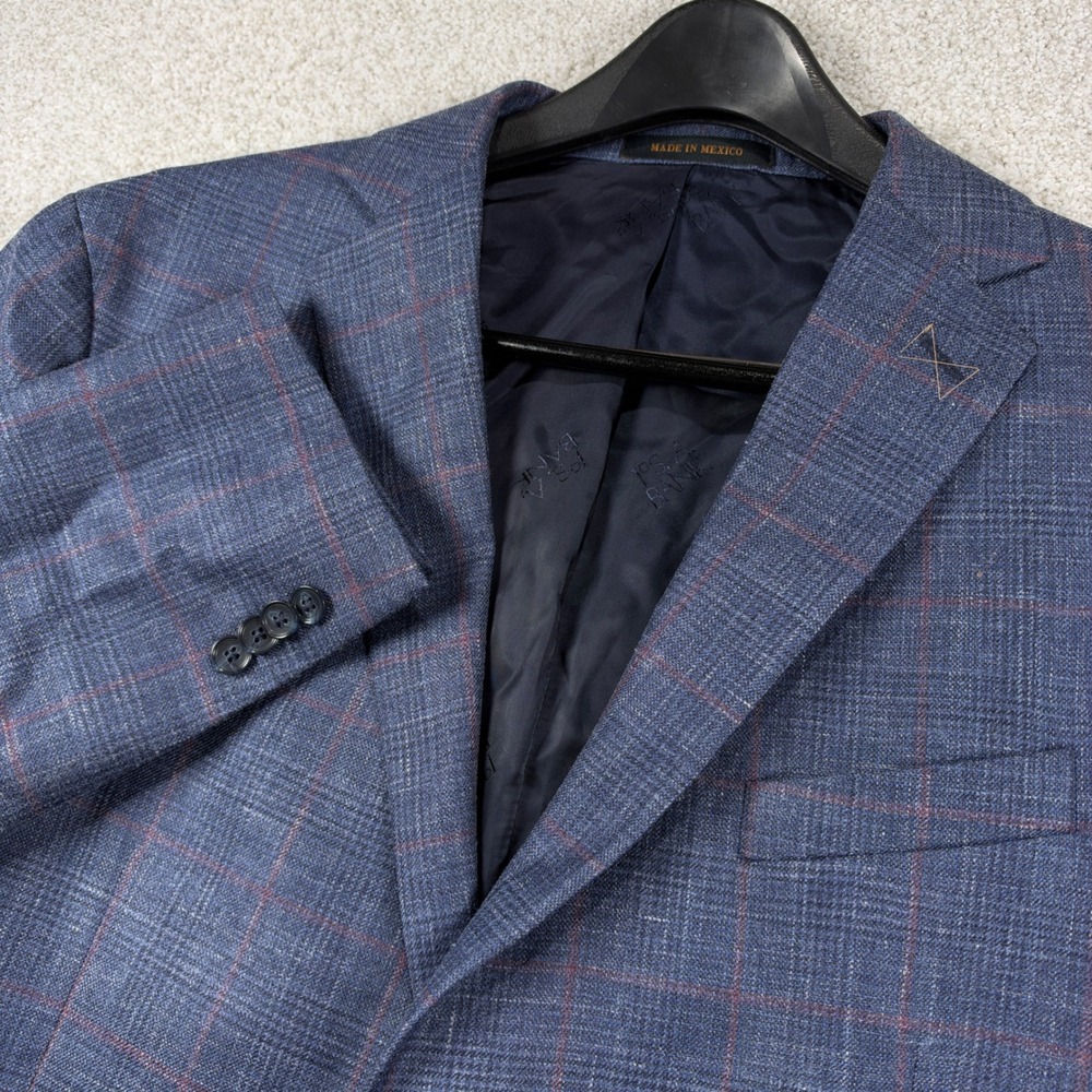 Jos. A. Bank Sport Coat Mens 46R Blue Plaid Reserve Tailored Fit Blazer